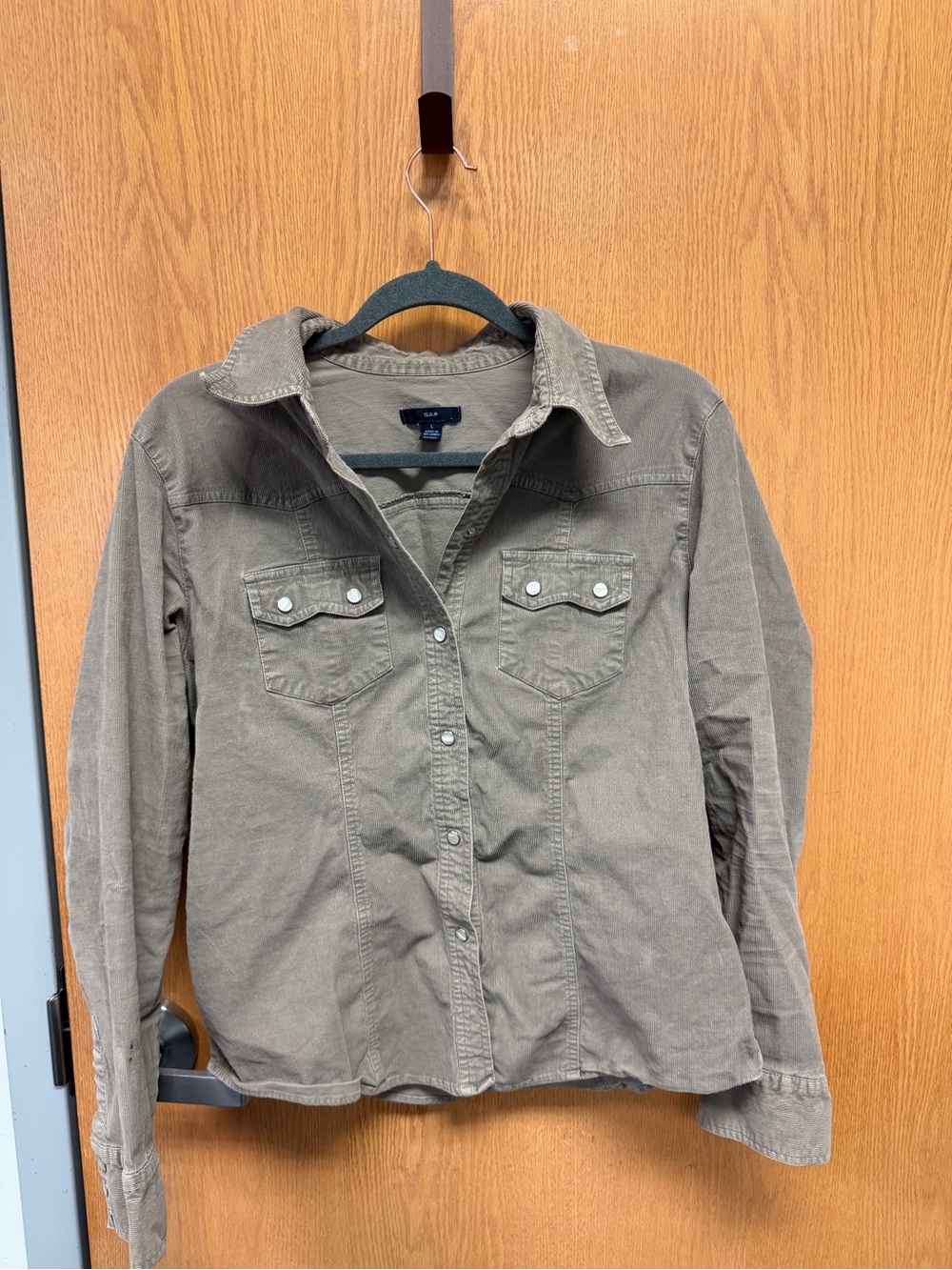 GAP Olive Button-Down Shirt Jacket